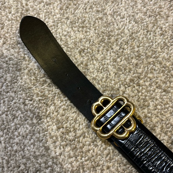 Maje croc-effect leather belt. Black & gold. - Picture 6 of 8